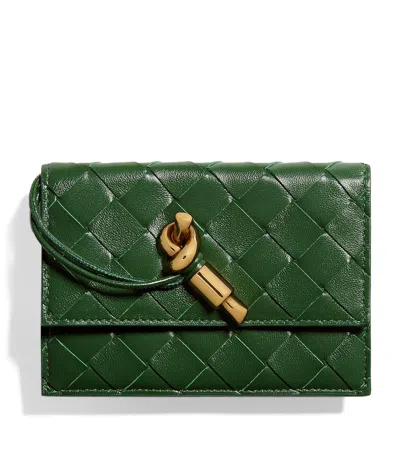 Bottega Veneta Nappa Leather Andiamo Zipped Card Holder In Green