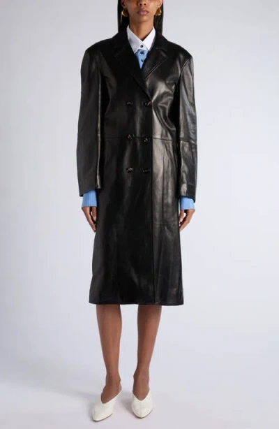 Bottega Veneta Nappa Leather Coat In Black