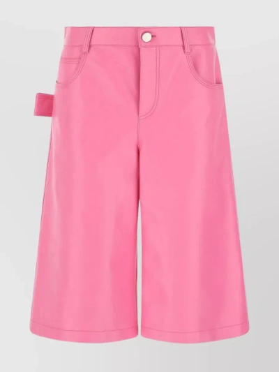 Bottega Veneta Nappa Leather High-waisted Wide Leg Shorts In Pink