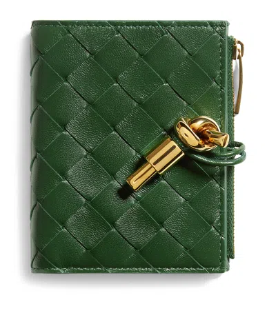 Bottega Veneta Nappa Leather Intrecciato Andiamo Bifold Wallet In Green