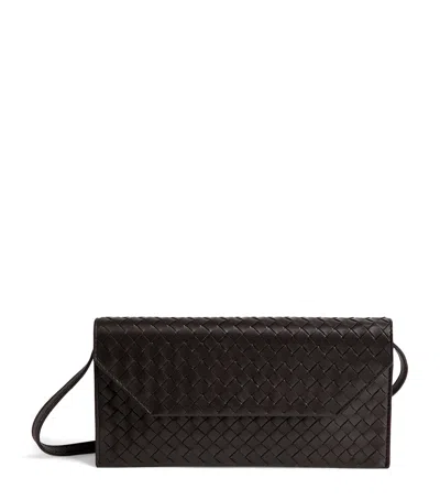Bottega Veneta Nappa Leather Intrecciato Piccolo Envelope Pouch In Brown