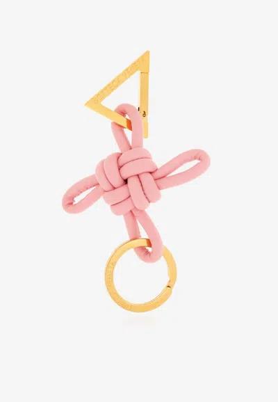 Bottega Veneta Nappa Leather Knotted Key-ring In Pink