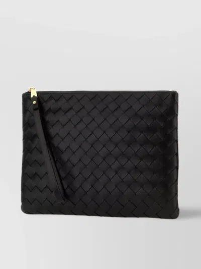 Bottega Veneta Nappa Leather Pouch With Detachable Wrist Handle In Black