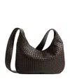 Bottega Veneta Black Crossbody Bag With Top Zip Closure And Intrecciato Motif In Leather Woman In Brown