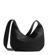 Bottega Veneta Black Crossbody Bag With Top Zip Closure And Intrecciato Motif In Leather Woman In Grey