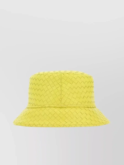 Bottega Veneta Nappa Leather Wide Brim Hat In Yellow