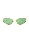Bottega Veneta Bv1330s Knot Cat Eye Metal Sunglasses In Gold & Green