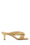 Bottega Veneta Raffia Riva Flat Sandals With 5 Cm Heel In Neutral