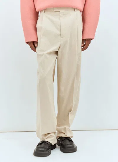 Bottega Veneta Natural Crisp Poplin Pants In Cream