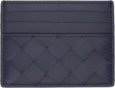 Bottega Veneta Navy & Green Intrecciato Credit Card Holder