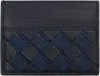 Bottega Veneta Navy & Indigo Intrecciato Credit Card Holder In 4165 Abyss-indigo/ab