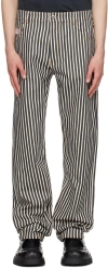 BOTTEGA VENETA NAVY & OFF-WHITE STRIPED TROUSERS