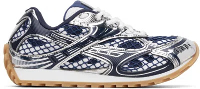 BOTTEGA VENETA NAVY & SILVER ORBIT SNEAKERS
