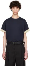 Bottega Veneta Navy & Yellow Double Layer T-shirt In 4133 Navy-yellow