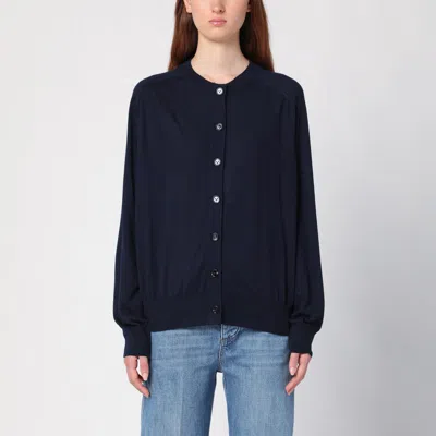 BOTTEGA VENETA NAVY BLUE CASHMERE CARDIGAN
