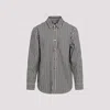 Bottega Veneta Regular Fit Engineer Stripe Cotton Drill Button-up Shirt In Blue