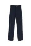 Bottega Veneta Wide Leg Cotton Trousers With Belt Loops In Blue