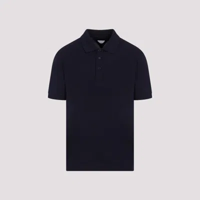 Bottega Veneta Chine Cotton Piquet Polo In Blue
