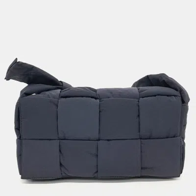 Pre-owned Bottega Veneta Navy Blue Fabric Padded Tech Cassette Bag