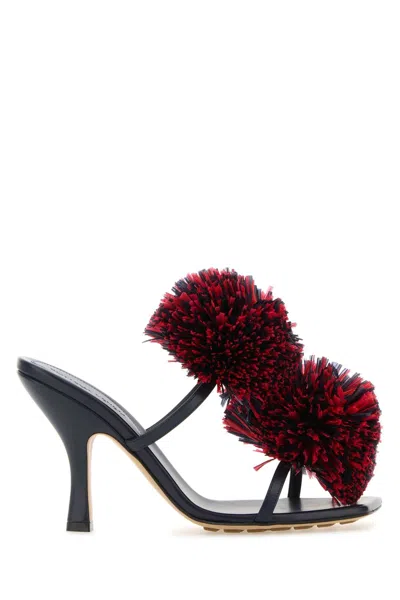 Bottega Veneta Navy Blue Leather Adam Mules