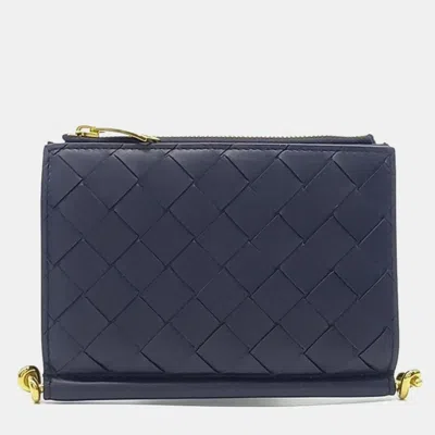 Pre-owned Bottega Veneta Navy Blue Leather Solstice Medium Wallet