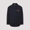 Bottega Veneta Quilted Cotton Overshirt With Front Pocket And Rounded Hem In Blue
