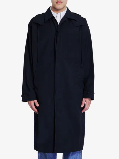 Bottega Veneta Navy Blue Nylon Blend Trench Coat