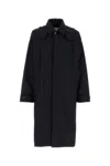 Bottega Veneta Nylon Blend Trench Coat With Buttoned Cuffs In Navy Blue