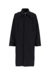 Bottega Veneta Nylon Blend Trench Coat With Buttoned Cuffs In Midnightblueblack