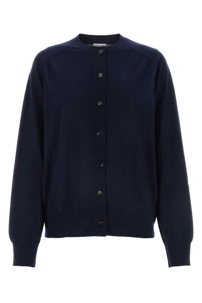 Bottega Veneta Navy Blue Stretch Linen Blend Cardigan