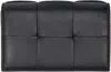 Bottega Veneta Navy Business Card Case In 8837 Space Gold