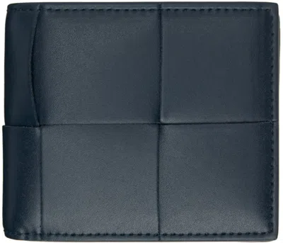 Bottega Veneta Navy Cassette Bi-fold Wallet In Blue