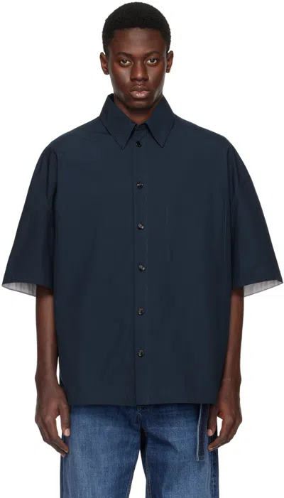 Bottega Veneta Navy Compact Shirt In Navy Blue