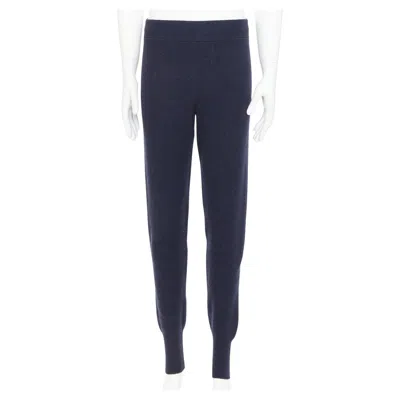 Pre-owned Bottega Veneta Navy Cotton Wool Blend Soft Knit Cuffed Jogger Pants It44 Xs In Blue