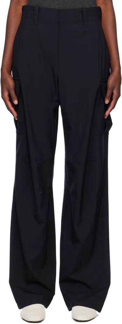 Bottega Veneta Round Leg Wool Serge Pants In Blue