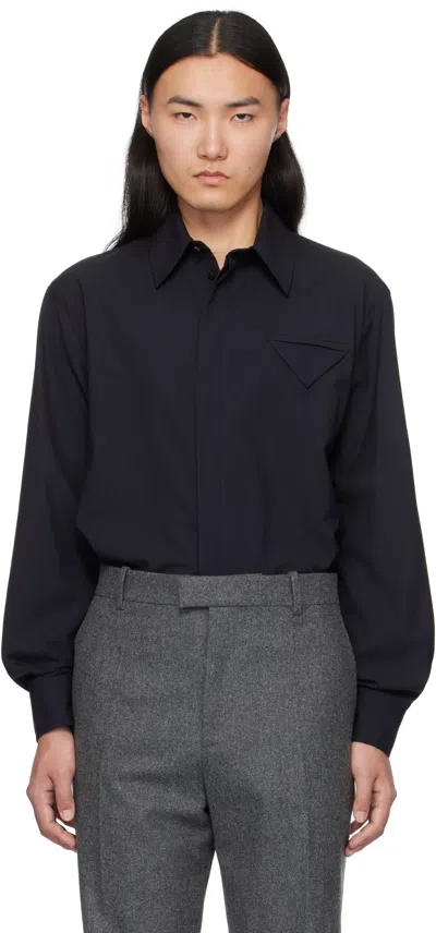 Bottega Veneta Fine Wool Shirt In Blue