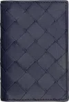 Bottega Veneta Navy Intrecciato Flap Card Holder