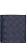 Bottega Veneta Navy Intrecciato Slim Bi-fold Wallet