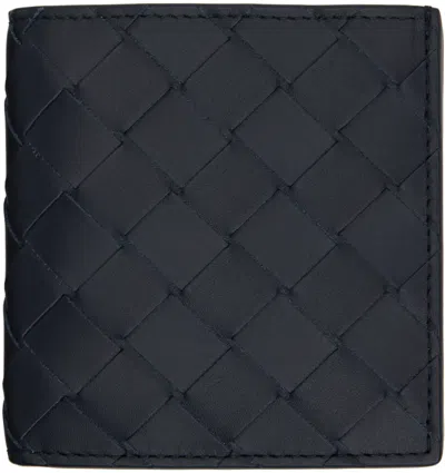 Bottega Veneta Navy Intrecciato Slim Bi-fold Wallet In 4171 Space