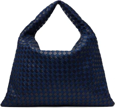 Bottega Veneta Navy Large Hop Bag In 4156 Aby-indig/ab-mb