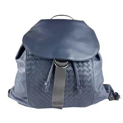 Pre-owned Bottega Veneta Navy Leather Backpack () In Blue