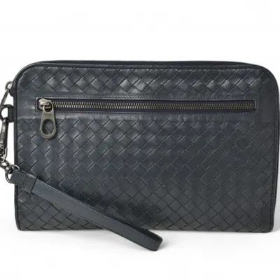 Pre-owned Bottega Veneta Navy Leather Clutch Bag Document Case ()