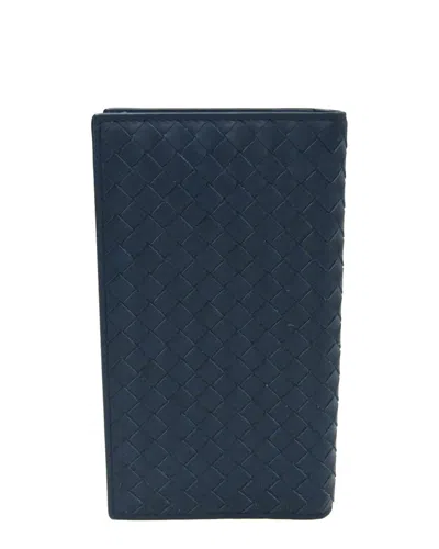 Bottega Veneta Navy Leather Long Wallet (authentic Pre-loved)