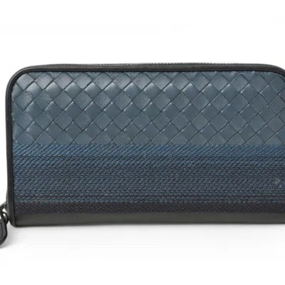 Pre-owned Bottega Veneta Navy Leather Long Wallet (bi-fold) ()