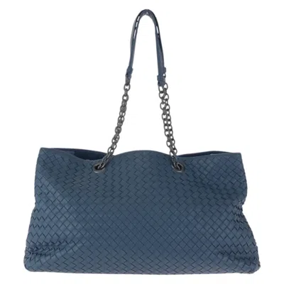 Pre-owned Bottega Veneta Navy Leather Shoulder Bag Tote Bag () In Blue