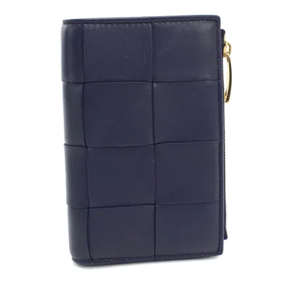 Pre-owned Bottega Veneta Navy Leather Wallet (bi-fold) ()