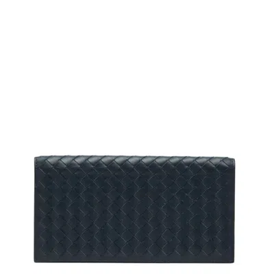 Pre-owned Bottega Veneta Navy Leather Wallet (bi-fold) () In Blue