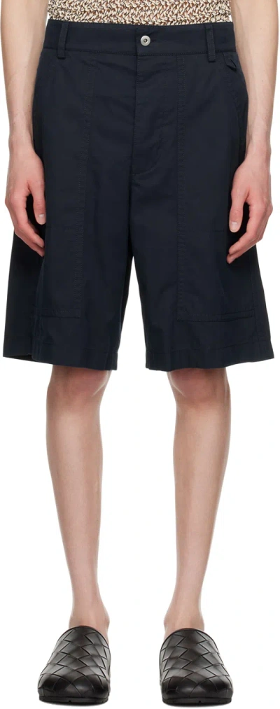 Bottega Veneta Navy Lightweight Shorts In Midnight Blue