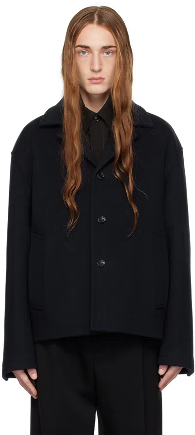Bottega Veneta Navy Notched Lapel Jacket In 4121-navy