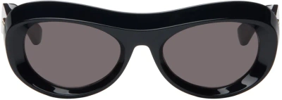 Bottega Veneta Navy Oval Sunglasses In Black